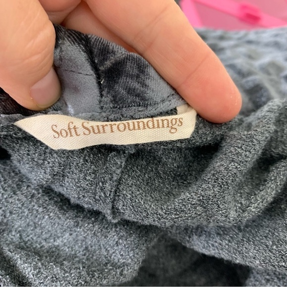 Soft Surroundings Lilas Gray Velvet Trim Cardigan Drawstring Waist Size M - Picture 15 of 16